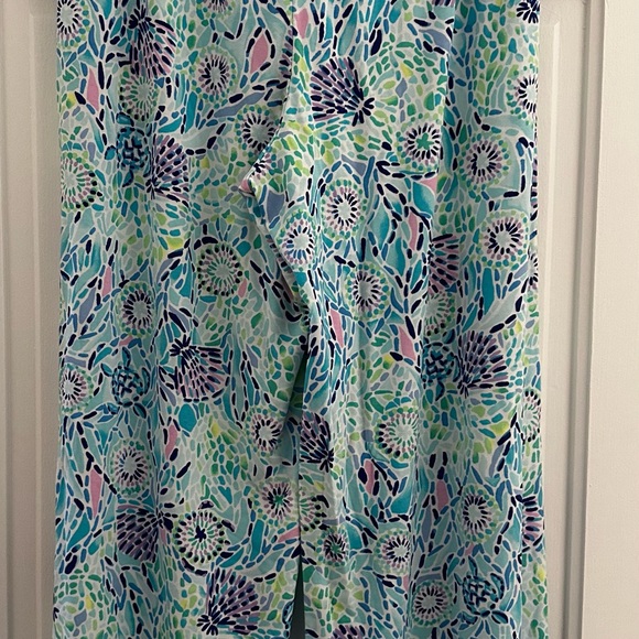 Lilly Pulitzer Mint and Navy Floral Wide Leg Pants - Picture 7 of 7